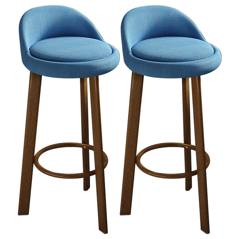 Modern Armless Backrest Counter Stool Steel Cafe Bar Stool with Cushion and Pedal Blue 2 Piece Set Clearhalo 'Bar Furniture' 'Bar Stools' 'bar_stools' 'furn' 'furn_bar_stools' 'Furniture' 'furniture_bar_stools' 'Kitchen & Dining Furniture' 4965363