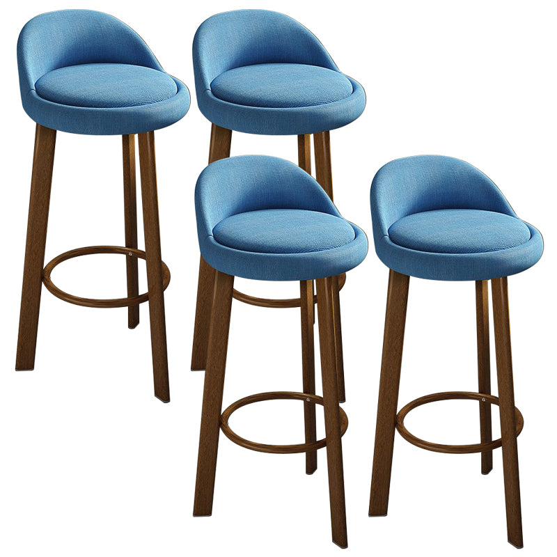 Modern Armless Backrest Counter Stool Steel Cafe Bar Stool with Cushion and Pedal Blue 4 Piece Set Clearhalo 'Bar Furniture' 'Bar Stools' 'bar_stools' 'furn' 'furn_bar_stools' 'Furniture' 'furniture_bar_stools' 'Kitchen & Dining Furniture' 4965365