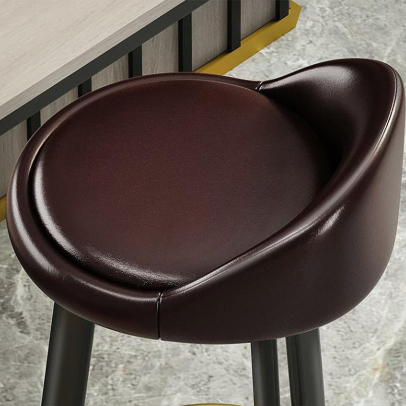 Modern Armless Backrest Counter Stool Steel Cafe Bar Stool with Cushion and Pedal Clearhalo 'Bar Furniture' 'Bar Stools' 'bar_stools' 'furn' 'furn_bar_stools' 'Furniture' 'furniture_bar_stools' 'Kitchen & Dining Furniture' 4965367