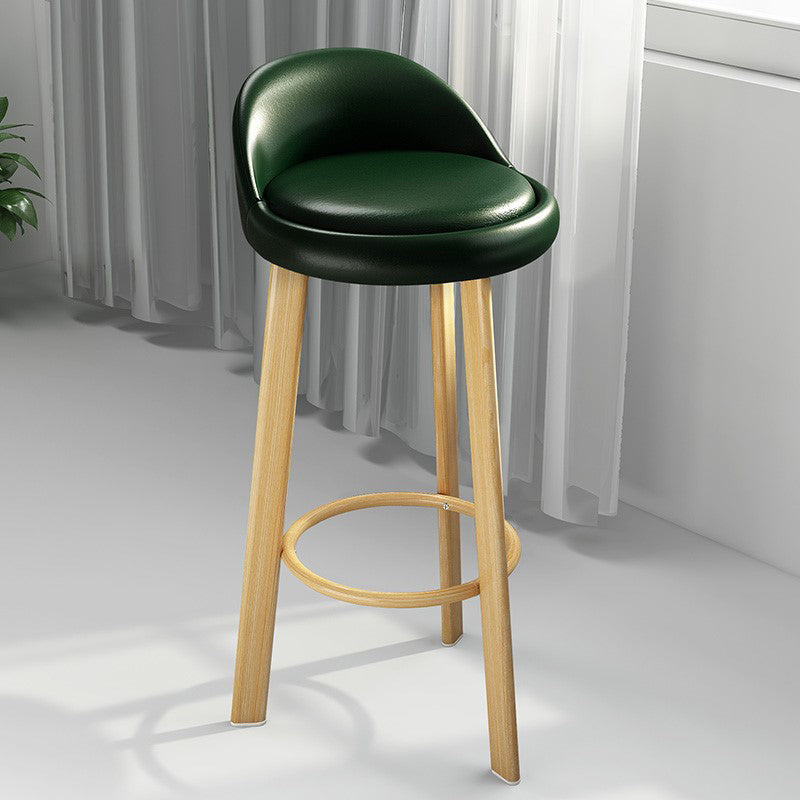Modern Armless Backrest Counter Stool Steel Cafe Bar Stool with Cushion and Pedal Blackish Green 1 Piece Clearhalo 'Bar Furniture' 'Bar Stools' 'bar_stools' 'furn' 'furn_bar_stools' 'Furniture' 'furniture_bar_stools' 'Kitchen & Dining Furniture' 4965373