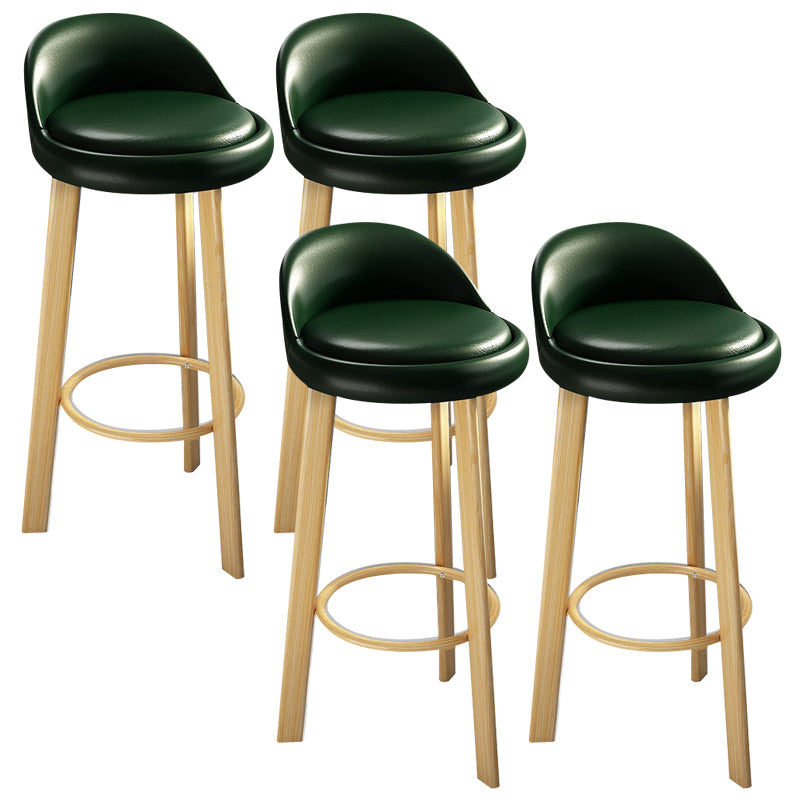 Modern Armless Backrest Counter Stool Steel Cafe Bar Stool with Cushion and Pedal Blackish Green 4 Piece Set Clearhalo 'Bar Furniture' 'Bar Stools' 'bar_stools' 'furn' 'furn_bar_stools' 'Furniture' 'furniture_bar_stools' 'Kitchen & Dining Furniture' 4965377