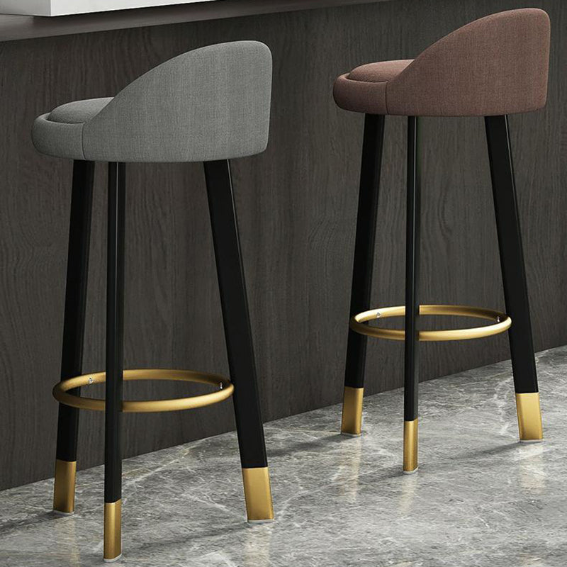 Modern Armless Backrest Counter Stool Steel Cafe Bar Stool with Cushion and Pedal Clearhalo 'Bar Furniture' 'Bar Stools' 'bar_stools' 'furn' 'furn_bar_stools' 'Furniture' 'furniture_bar_stools' 'Kitchen & Dining Furniture' 4965378