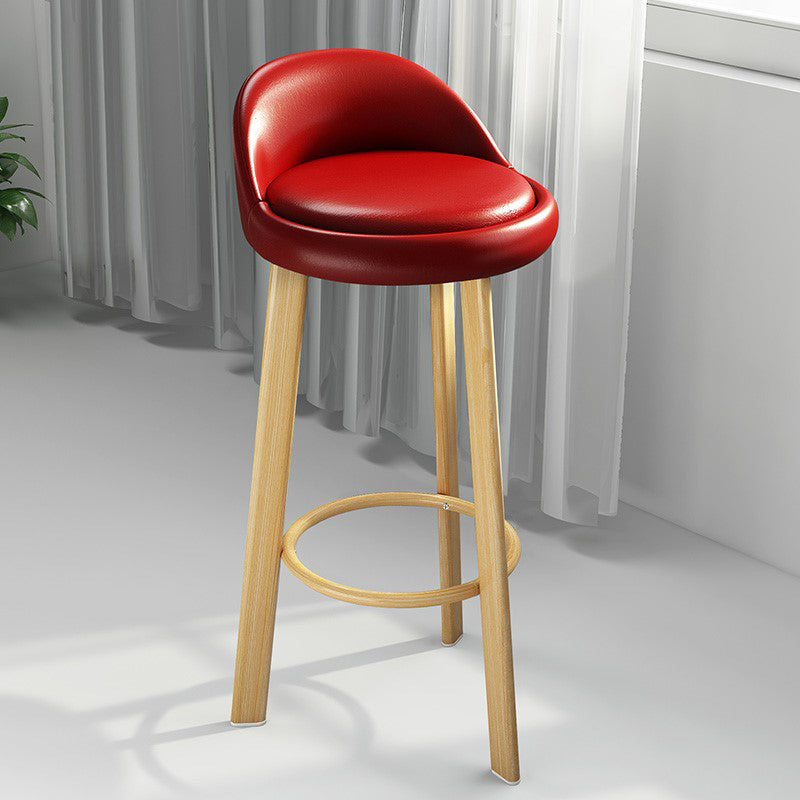 Modern Armless Backrest Counter Stool Steel Cafe Bar Stool with Cushion and Pedal Red 1 Piece Clearhalo 'Bar Furniture' 'Bar Stools' 'bar_stools' 'furn' 'furn_bar_stools' 'Furniture' 'furniture_bar_stools' 'Kitchen & Dining Furniture' 4965379