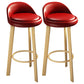 Modern Armless Backrest Counter Stool Steel Cafe Bar Stool with Cushion and Pedal Red 2 Piece Set Clearhalo 'Bar Furniture' 'Bar Stools' 'bar_stools' 'furn' 'furn_bar_stools' 'Furniture' 'furniture_bar_stools' 'Kitchen & Dining Furniture' 4965380