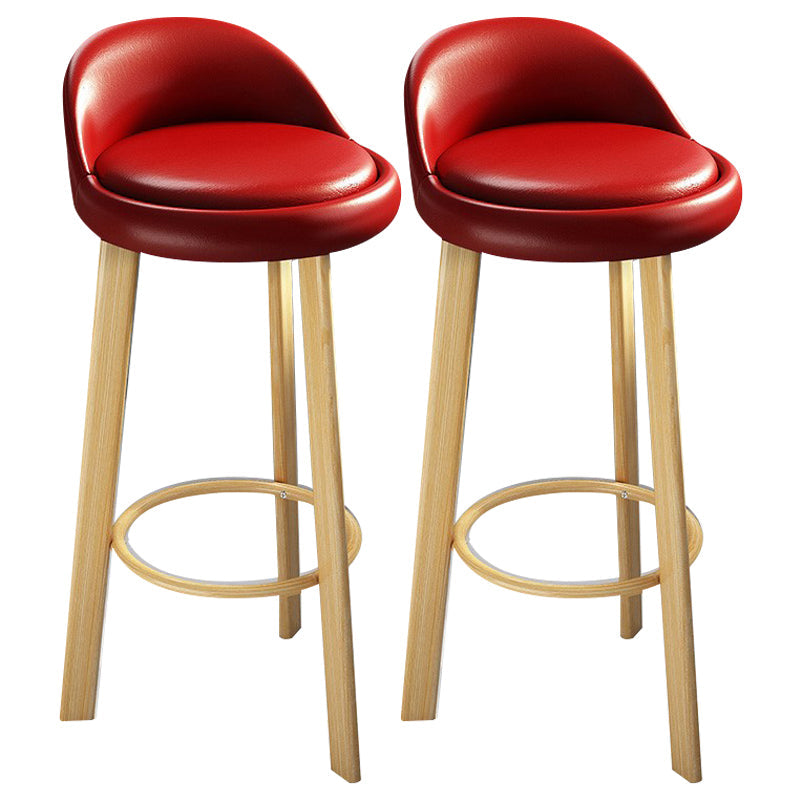 Modern Armless Backrest Counter Stool Steel Cafe Bar Stool with Cushion and Pedal Red 2 Piece Set Clearhalo 'Bar Furniture' 'Bar Stools' 'bar_stools' 'furn' 'furn_bar_stools' 'Furniture' 'furniture_bar_stools' 'Kitchen & Dining Furniture' 4965380