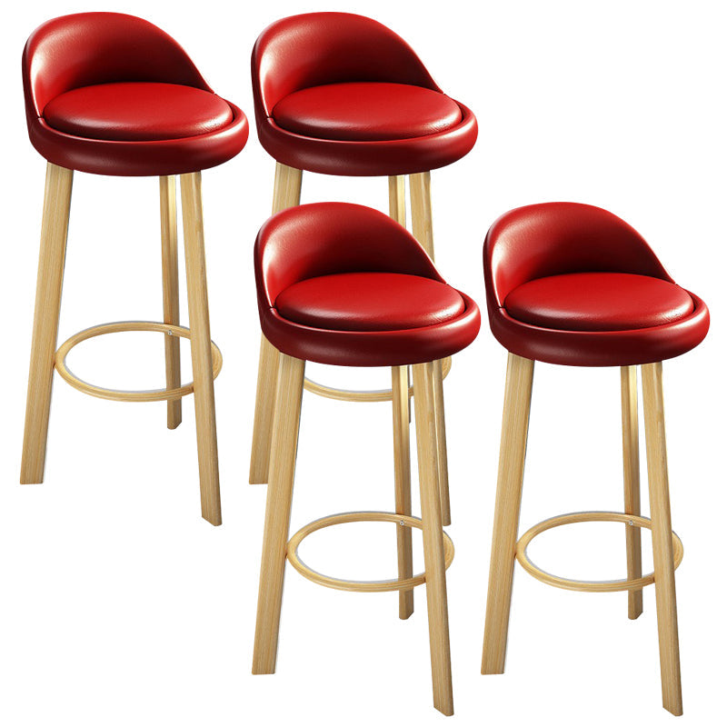Modern Armless Backrest Counter Stool Steel Cafe Bar Stool with Cushion and Pedal Red 4 Piece Set Clearhalo 'Bar Furniture' 'Bar Stools' 'bar_stools' 'furn' 'furn_bar_stools' 'Furniture' 'furniture_bar_stools' 'Kitchen & Dining Furniture' 4965381