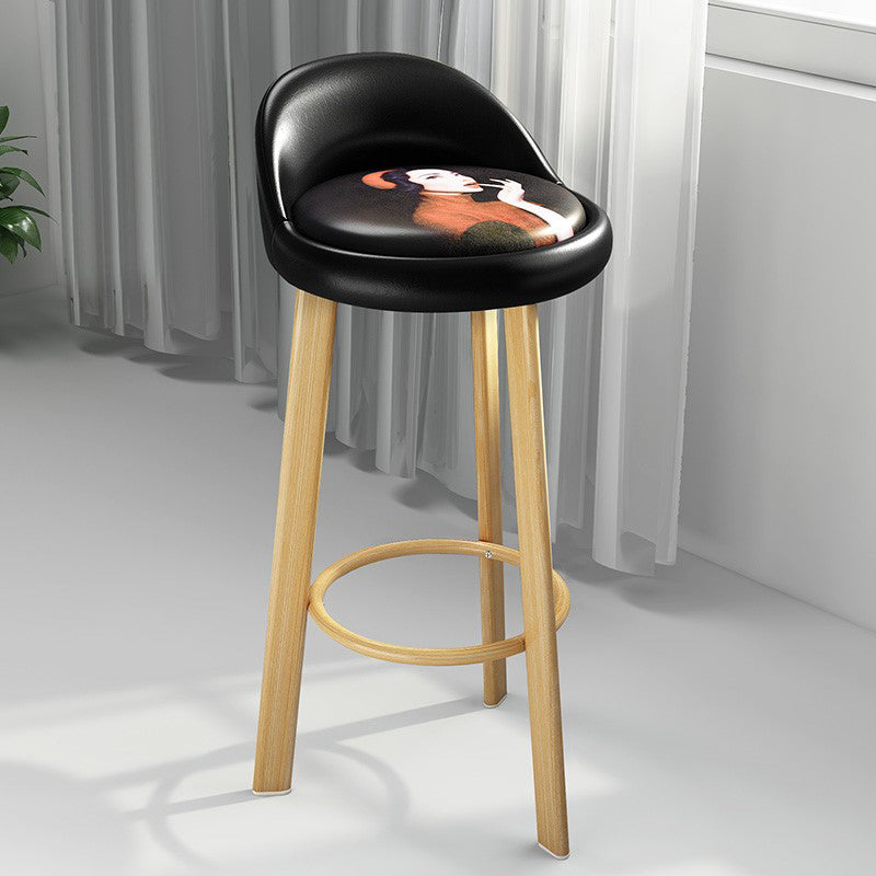 Modern Armless Backrest Counter Stool Steel Cafe Bar Stool with Cushion and Pedal Red-Black 1 Piece Clearhalo 'Bar Furniture' 'Bar Stools' 'bar_stools' 'furn' 'furn_bar_stools' 'Furniture' 'furniture_bar_stools' 'Kitchen & Dining Furniture' 4965382