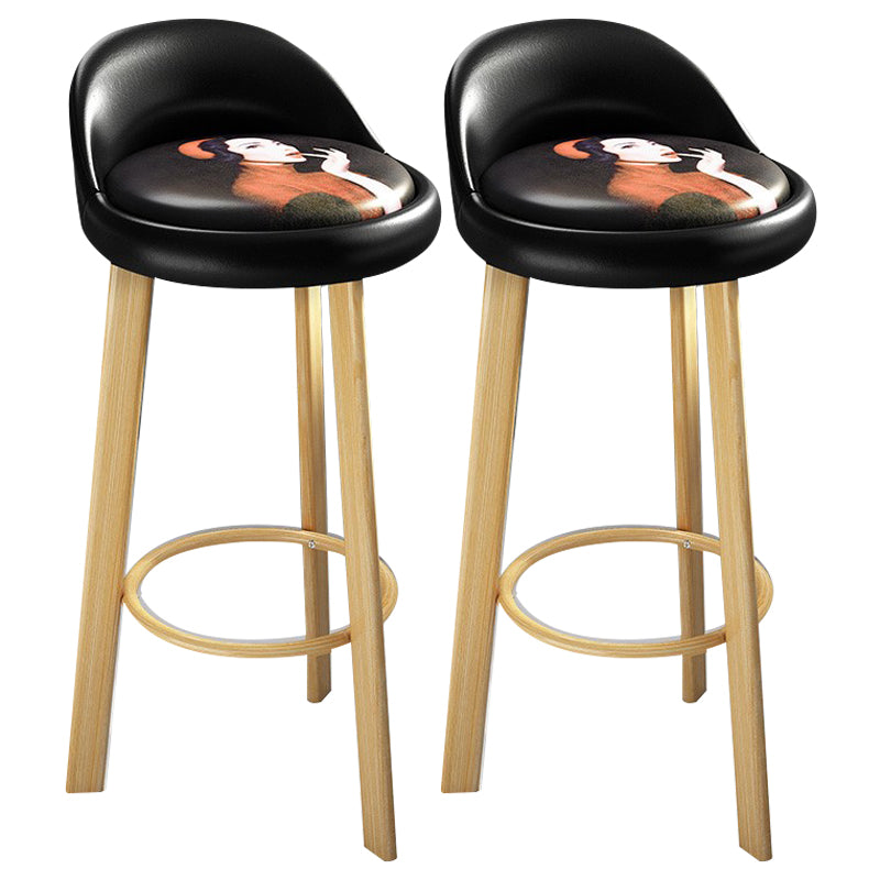 Modern Armless Backrest Counter Stool Steel Cafe Bar Stool with Cushion and Pedal Red-Black 2 Piece Set Clearhalo 'Bar Furniture' 'Bar Stools' 'bar_stools' 'furn' 'furn_bar_stools' 'Furniture' 'furniture_bar_stools' 'Kitchen & Dining Furniture' 4965383
