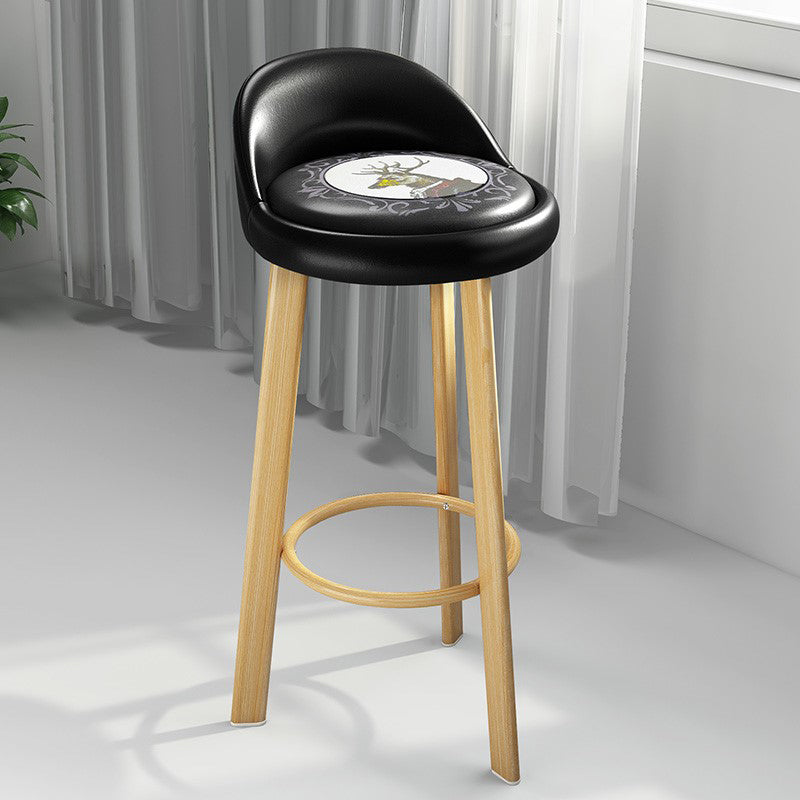 Modern Armless Backrest Counter Stool Steel Cafe Bar Stool with Cushion and Pedal Black White 1 Piece Clearhalo 'Bar Furniture' 'Bar Stools' 'bar_stools' 'furn' 'furn_bar_stools' 'Furniture' 'furniture_bar_stools' 'Kitchen & Dining Furniture' 4965385