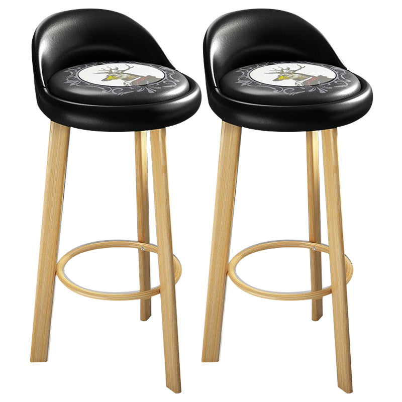 Modern Armless Backrest Counter Stool Steel Cafe Bar Stool with Cushion and Pedal Black White 2 Piece Set Clearhalo 'Bar Furniture' 'Bar Stools' 'bar_stools' 'furn' 'furn_bar_stools' 'Furniture' 'furniture_bar_stools' 'Kitchen & Dining Furniture' 4965386