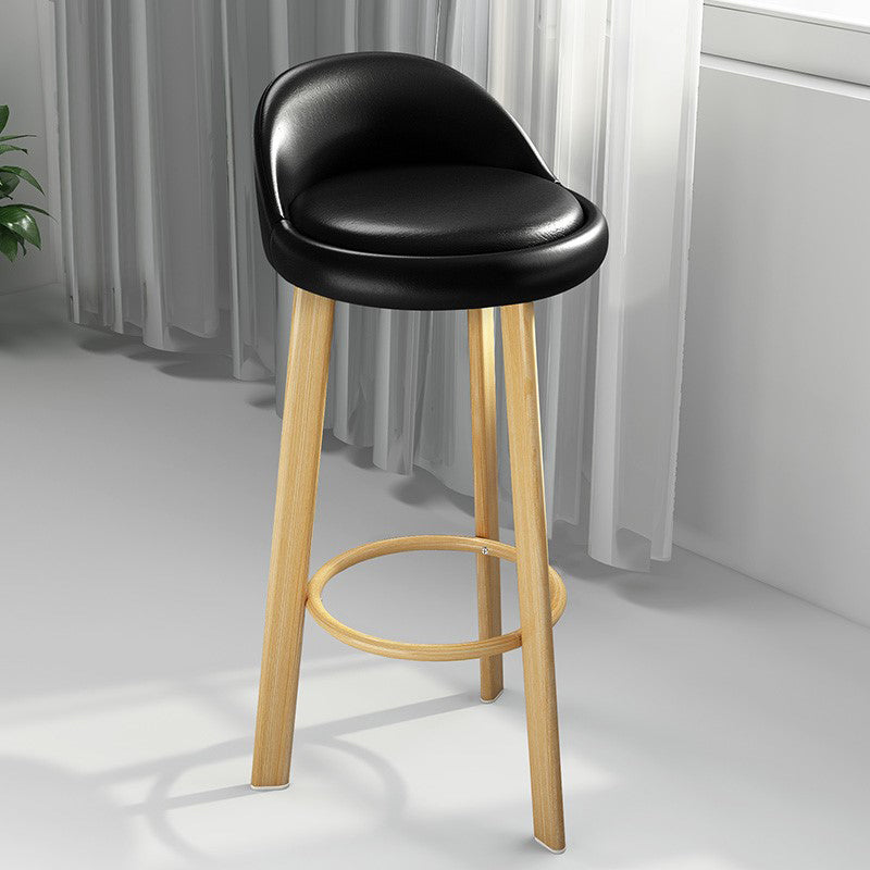 Modern Armless Backrest Counter Stool Steel Cafe Bar Stool with Cushion and Pedal Gloss Black 1 Piece Clearhalo 'Bar Furniture' 'Bar Stools' 'bar_stools' 'furn' 'furn_bar_stools' 'Furniture' 'furniture_bar_stools' 'Kitchen & Dining Furniture' 4965388