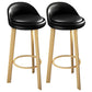 Modern Armless Backrest Counter Stool Steel Cafe Bar Stool with Cushion and Pedal Gloss Black 2 Piece Set Clearhalo 'Bar Furniture' 'Bar Stools' 'bar_stools' 'furn' 'furn_bar_stools' 'Furniture' 'furniture_bar_stools' 'Kitchen & Dining Furniture' 4965389
