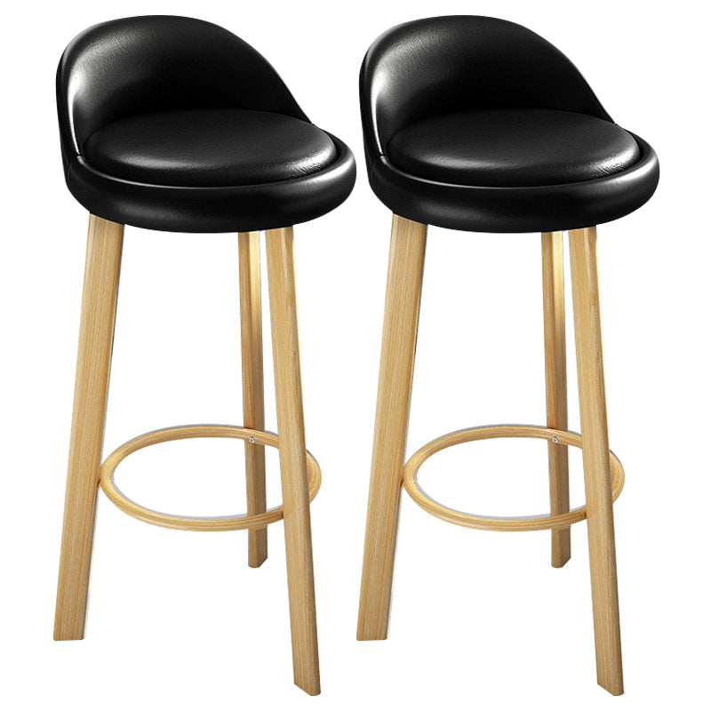 Modern Armless Backrest Counter Stool Steel Cafe Bar Stool with Cushion and Pedal Gloss Black 2 Piece Set Clearhalo 'Bar Furniture' 'Bar Stools' 'bar_stools' 'furn' 'furn_bar_stools' 'Furniture' 'furniture_bar_stools' 'Kitchen & Dining Furniture' 4965389
