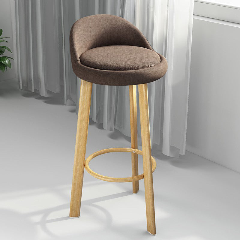 Modern Armless Backrest Counter Stool Steel Cafe Bar Stool with Cushion and Pedal Light Brown 1 Piece Clearhalo 'Bar Furniture' 'Bar Stools' 'bar_stools' 'furn' 'furn_bar_stools' 'Furniture' 'furniture_bar_stools' 'Kitchen & Dining Furniture' 4965391