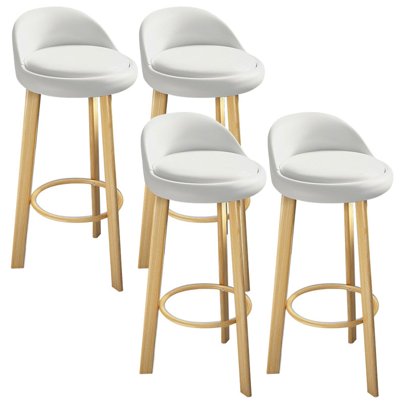 Modern Armless Backrest Counter Stool Steel Cafe Bar Stool with Cushion and Pedal White 4 Piece Set Clearhalo 'Bar Furniture' 'Bar Stools' 'bar_stools' 'furn' 'furn_bar_stools' 'Furniture' 'furniture_bar_stools' 'Kitchen & Dining Furniture' 4965396