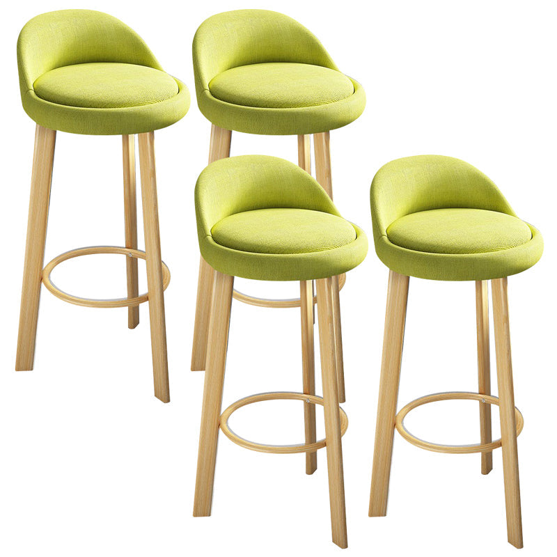 Modern Armless Backrest Counter Stool Steel Cafe Bar Stool with Cushion and Pedal Light Green 4 Piece Set Clearhalo 'Bar Furniture' 'Bar Stools' 'bar_stools' 'furn' 'furn_bar_stools' 'Furniture' 'furniture_bar_stools' 'Kitchen & Dining Furniture' 4965399