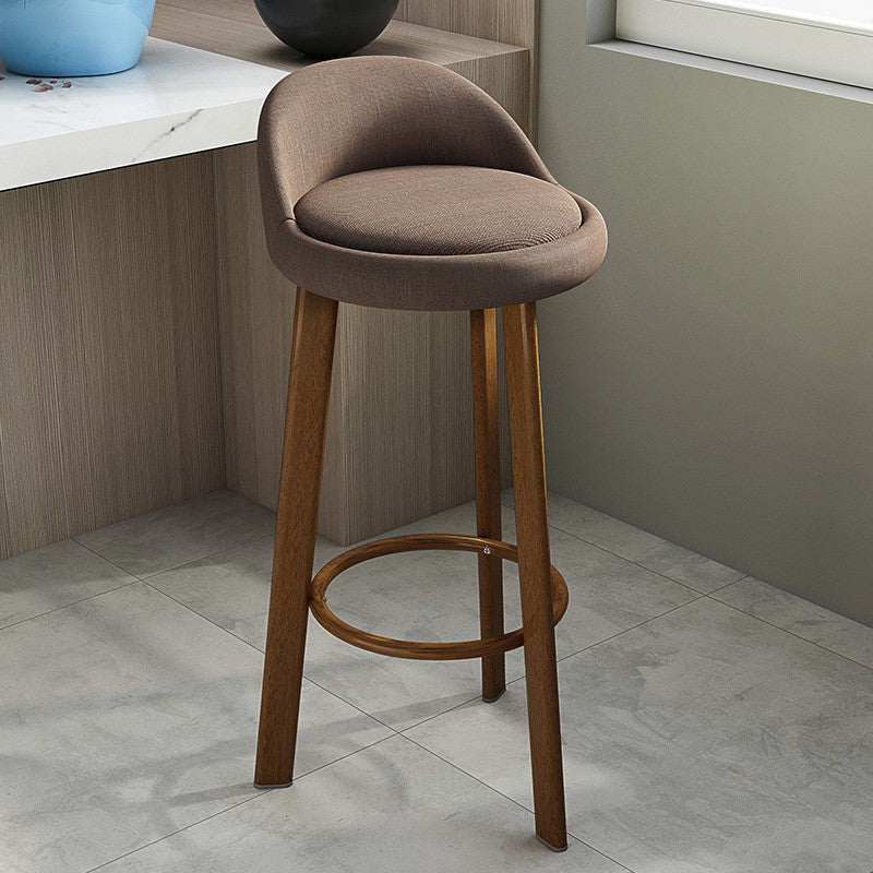 Modern Armless Backrest Counter Stool Steel Cafe Bar Stool with Cushion and Pedal Brown 1 Piece Clearhalo 'Bar Furniture' 'Bar Stools' 'bar_stools' 'furn' 'furn_bar_stools' 'Furniture' 'furniture_bar_stools' 'Kitchen & Dining Furniture' 4965403