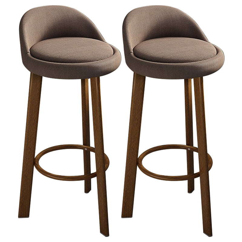 Modern Armless Backrest Counter Stool Steel Cafe Bar Stool with Cushion and Pedal Brown 2 Piece Set Clearhalo 'Bar Furniture' 'Bar Stools' 'bar_stools' 'furn' 'furn_bar_stools' 'Furniture' 'furniture_bar_stools' 'Kitchen & Dining Furniture' 4965404