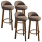 Modern Armless Backrest Counter Stool Steel Cafe Bar Stool with Cushion and Pedal Brown 4 Piece Set Clearhalo 'Bar Furniture' 'Bar Stools' 'bar_stools' 'furn' 'furn_bar_stools' 'Furniture' 'furniture_bar_stools' 'Kitchen & Dining Furniture' 4965405