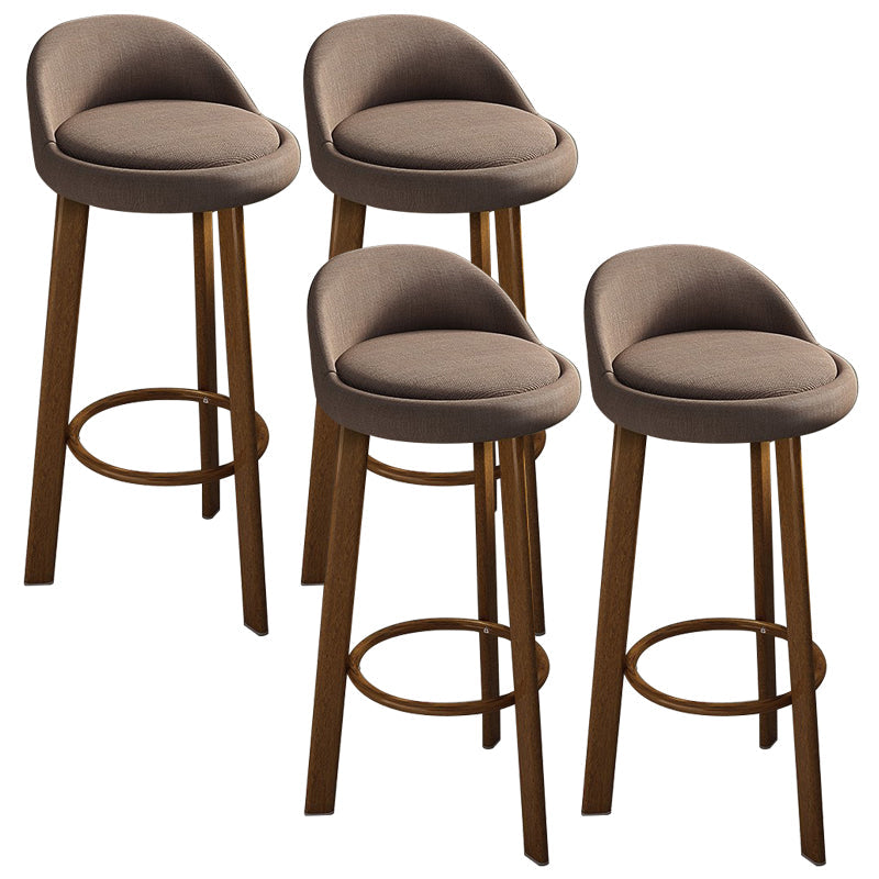 Modern Armless Backrest Counter Stool Steel Cafe Bar Stool with Cushion and Pedal Brown 4 Piece Set Clearhalo 'Bar Furniture' 'Bar Stools' 'bar_stools' 'furn' 'furn_bar_stools' 'Furniture' 'furniture_bar_stools' 'Kitchen & Dining Furniture' 4965405