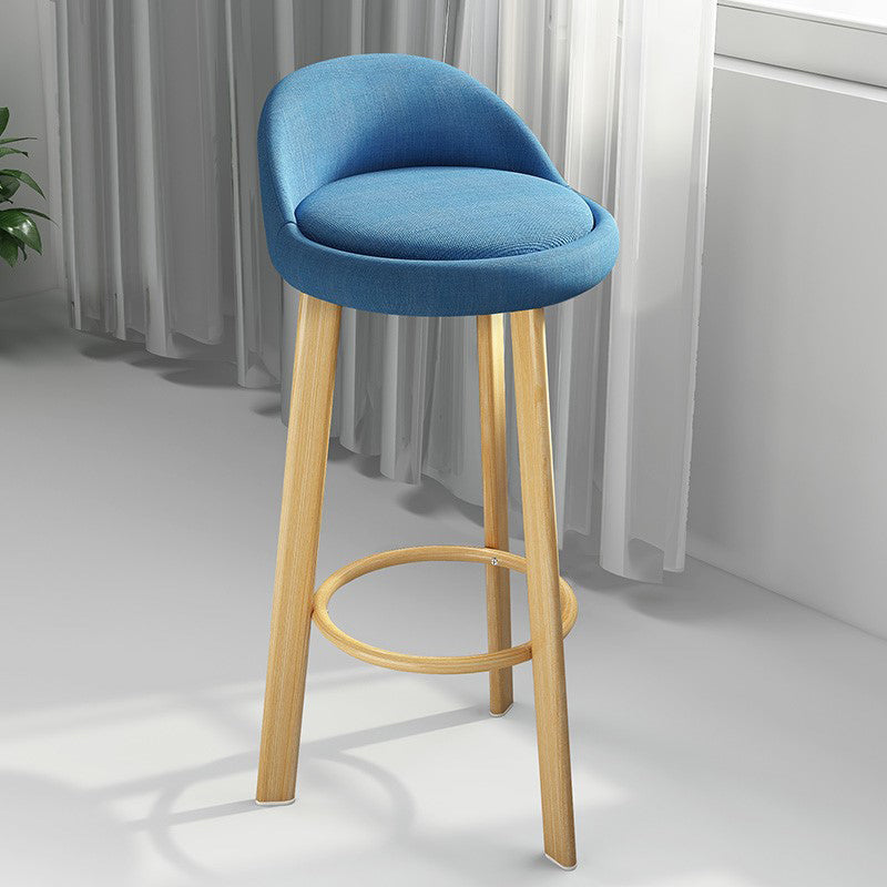 Modern Armless Backrest Counter Stool Steel Cafe Bar Stool with Cushion and Pedal Light Blue 1 Piece Clearhalo 'Bar Furniture' 'Bar Stools' 'bar_stools' 'furn' 'furn_bar_stools' 'Furniture' 'furniture_bar_stools' 'Kitchen & Dining Furniture' 4965406