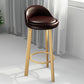 Modern Armless Backrest Counter Stool Steel Cafe Bar Stool with Cushion and Pedal Dark Brown 1 Piece Clearhalo 'Bar Furniture' 'Bar Stools' 'bar_stools' 'furn' 'furn_bar_stools' 'Furniture' 'furniture_bar_stools' 'Kitchen & Dining Furniture' 4965409
