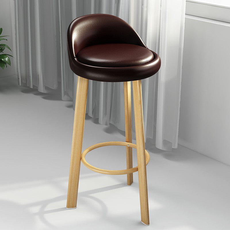 Modern Armless Backrest Counter Stool Steel Cafe Bar Stool with Cushion and Pedal Dark Brown 1 Piece Clearhalo 'Bar Furniture' 'Bar Stools' 'bar_stools' 'furn' 'furn_bar_stools' 'Furniture' 'furniture_bar_stools' 'Kitchen & Dining Furniture' 4965409