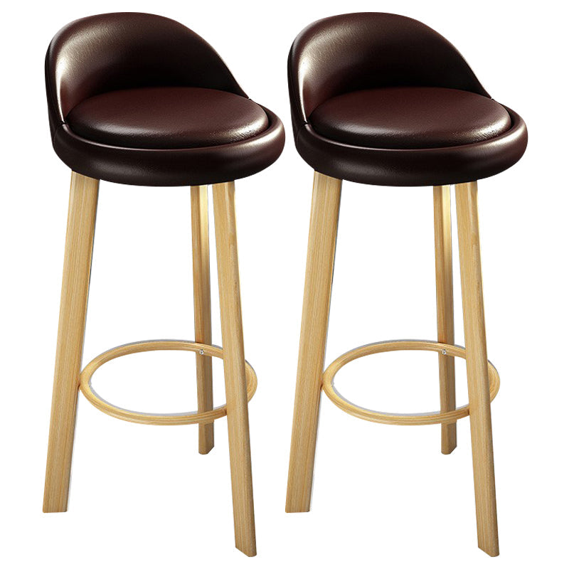 Modern Armless Backrest Counter Stool Steel Cafe Bar Stool with Cushion and Pedal Dark Brown 2 Piece Set Clearhalo 'Bar Furniture' 'Bar Stools' 'bar_stools' 'furn' 'furn_bar_stools' 'Furniture' 'furniture_bar_stools' 'Kitchen & Dining Furniture' 4965410