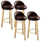 Modern Armless Backrest Counter Stool Steel Cafe Bar Stool with Cushion and Pedal Dark Brown 4 Piece Set Clearhalo 'Bar Furniture' 'Bar Stools' 'bar_stools' 'furn' 'furn_bar_stools' 'Furniture' 'furniture_bar_stools' 'Kitchen & Dining Furniture' 4965411