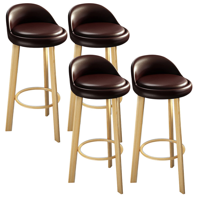 Modern Armless Backrest Counter Stool Steel Cafe Bar Stool with Cushion and Pedal Dark Brown 4 Piece Set Clearhalo 'Bar Furniture' 'Bar Stools' 'bar_stools' 'furn' 'furn_bar_stools' 'Furniture' 'furniture_bar_stools' 'Kitchen & Dining Furniture' 4965411