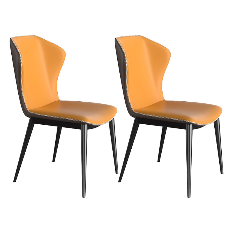 Modern 1/2/5/7 Pieces Dining Set Round Stone Dining Table for Dining Room 2 Orange Chairs Clearhalo 'Dining Room Sets' 'Dining Tables & Seating' 'dining_room_set' 'furn' 'furn_dining_room_set' 'Furniture' 'furniture_dining_room_set' 'Kitchen & Dining Furniture' 4965420