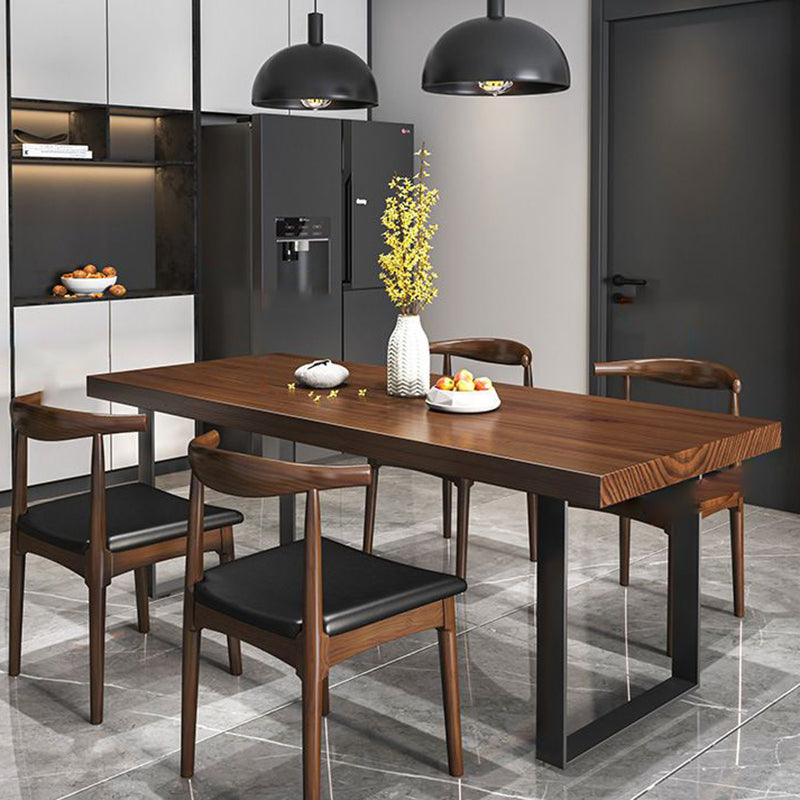 Industrial Style 1/2/3/5/7 Pieces Dining Set Solid Wood Dining Table and Chairs 5 Pieces: Table, 4 Chairs Clearhalo 'Dining Room Sets' 'Dining Tables & Seating' 'dining_room_set' 'furn' 'furn_dining_room_set' 'Furniture' 'furniture_dining_room_set' 'Kitchen & Dining Furniture' 4965438