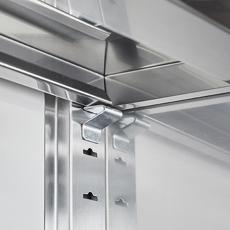 Modern Stainless Steel Dining Server Silver Adjustable Shelving Cabinets with Door Clearhalo 'buffet_sideboard' 'Buffets & Sideboards' 'furn' 'furn_buffet_sideboard' 'Furniture' 'furniture_buffet_sideboard' 'Kitchen & Dining Furniture' 4965488