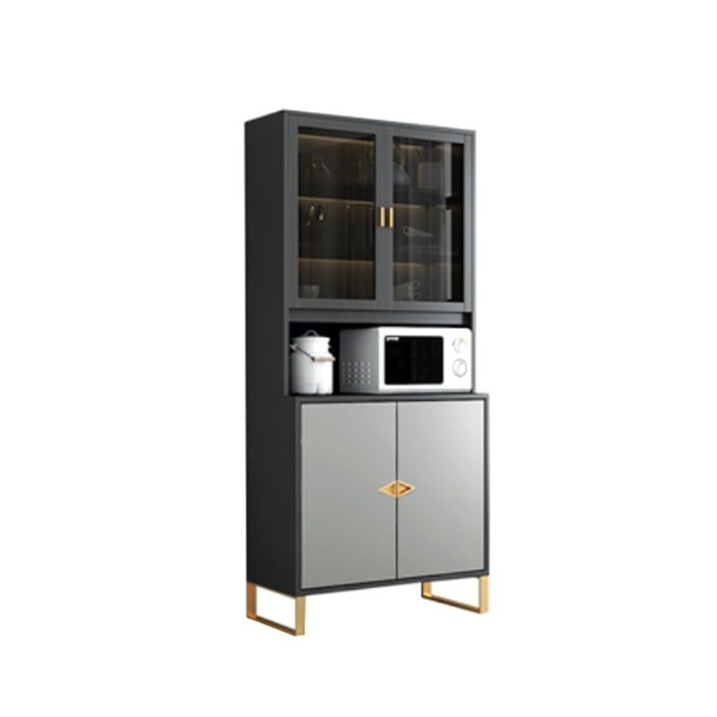 Wood Living Room Sideboard Cabinet Modern Credenza with Drawers and Storages 39"L x 16"W x 77"H Black-Gray Clearhalo 'buffet_sideboard' 'Buffets & Sideboards' 'furn' 'furn_buffet_sideboard' 'Furniture' 'furniture_buffet_sideboard' 'Kitchen & Dining Furniture' 4965510