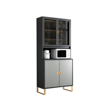 Wood Living Room Sideboard Cabinet Modern Credenza with Drawers and Storages 39"L x 16"W x 77"H Black-Gray Clearhalo 'buffet_sideboard' 'Buffets & Sideboards' 'furn' 'furn_buffet_sideboard' 'Furniture' 'furniture_buffet_sideboard' 'Kitchen & Dining Furniture' 4965510