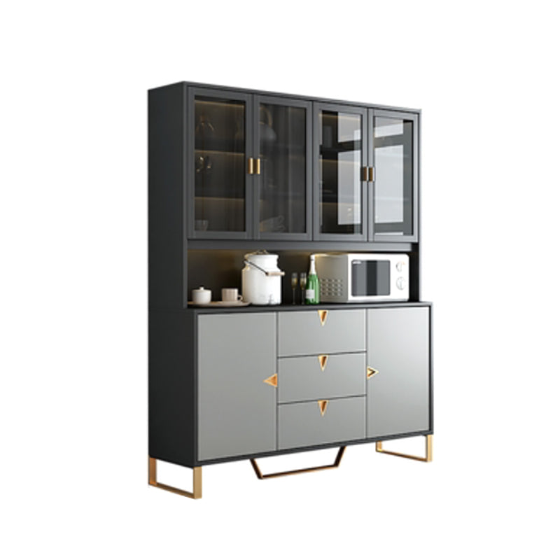 Wood Living Room Sideboard Cabinet Modern Credenza with Drawers and Storages 63"L x 16"W x 77"H Black-Gray Clearhalo 'buffet_sideboard' 'Buffets & Sideboards' 'furn' 'furn_buffet_sideboard' 'Furniture' 'furniture_buffet_sideboard' 'Kitchen & Dining Furniture' 4965513