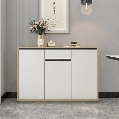 Artificial Wood Living Room Sideboard Cabinet Modern Credenza with Storages and Drawer 47"L x 12"W x 31"H Natural Wood White Clearhalo 'buffet_sideboard' 'Buffets & Sideboards' 'furn' 'furn_buffet_sideboard' 'Furniture' 'furniture_buffet_sideboard' 'Kitchen & Dining Furniture' 4965531