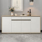 Artificial Wood Living Room Sideboard Cabinet Modern Credenza with Storages and Drawer 71"L x 12"W x 31"H Natural Wood White Clearhalo 'buffet_sideboard' 'Buffets & Sideboards' 'furn' 'furn_buffet_sideboard' 'Furniture' 'furniture_buffet_sideboard' 'Kitchen & Dining Furniture' 4965535