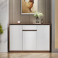 Artificial Wood Living Room Sideboard Cabinet Modern Credenza with Storages and Drawer 47"L x 12"W x 31"H Walnut White Clearhalo 'buffet_sideboard' 'Buffets & Sideboards' 'furn' 'furn_buffet_sideboard' 'Furniture' 'furniture_buffet_sideboard' 'Kitchen & Dining Furniture' 4965537