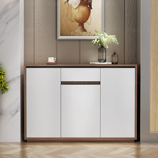 Artificial Wood Living Room Sideboard Cabinet Modern Credenza with Storages and Drawer 47"L x 12"W x 31"H Walnut White Clearhalo 'buffet_sideboard' 'Buffets & Sideboards' 'furn' 'furn_buffet_sideboard' 'Furniture' 'furniture_buffet_sideboard' 'Kitchen & Dining Furniture' 4965537