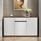 Artificial Wood Living Room Sideboard Cabinet Modern Credenza with Storages and Drawer 55"L x 12"W x 31"H Walnut White Clearhalo 'buffet_sideboard' 'Buffets & Sideboards' 'furn' 'furn_buffet_sideboard' 'Furniture' 'furniture_buffet_sideboard' 'Kitchen & Dining Furniture' 4965538