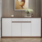 Artificial Wood Living Room Sideboard Cabinet Modern Credenza with Storages and Drawer 63"L x 12"W x 31"H Walnut White Clearhalo 'buffet_sideboard' 'Buffets & Sideboards' 'furn' 'furn_buffet_sideboard' 'Furniture' 'furniture_buffet_sideboard' 'Kitchen & Dining Furniture' 4965540