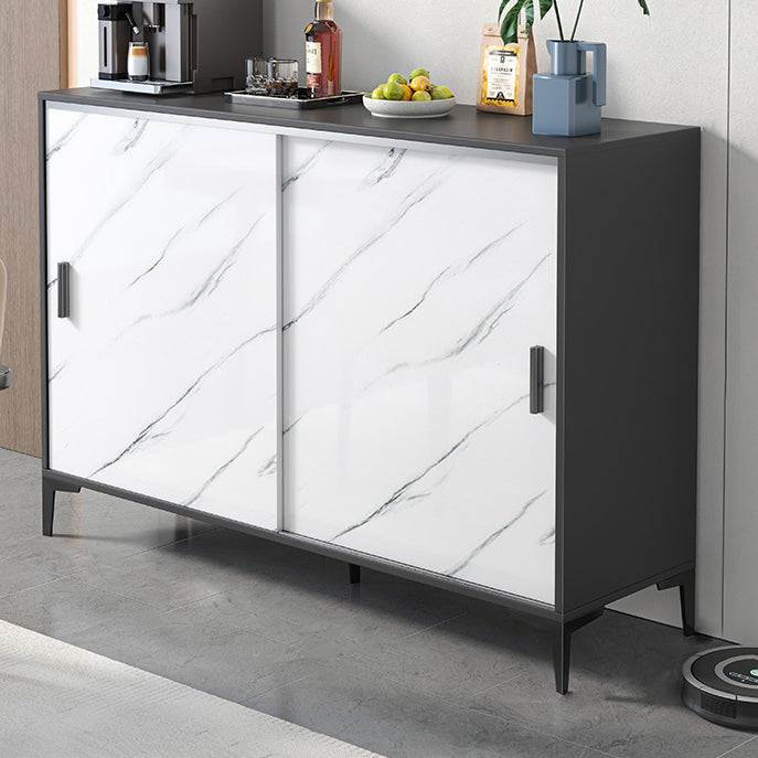 Artificial Wood Dining Room Sideboard Cabinet Modern Credenza with Storage and Drawer 47"L x 13"W x 34"H Clearhalo 'buffet_sideboard' 'Buffets & Sideboards' 'furn' 'furn_buffet_sideboard' 'Furniture' 'furniture_buffet_sideboard' 'Kitchen & Dining Furniture' 4965559