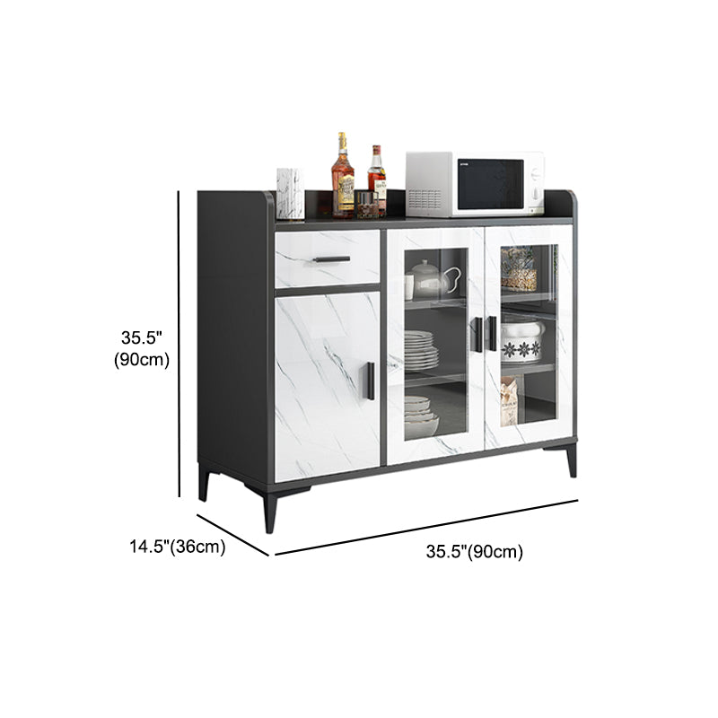 Artificial Wood Dining Room Sideboard Cabinet Modern Credenza with Storage and Drawer Clearhalo 'buffet_sideboard' 'Buffets & Sideboards' 'furn' 'furn_buffet_sideboard' 'Furniture' 'furniture_buffet_sideboard' 'Kitchen & Dining Furniture' 4965567