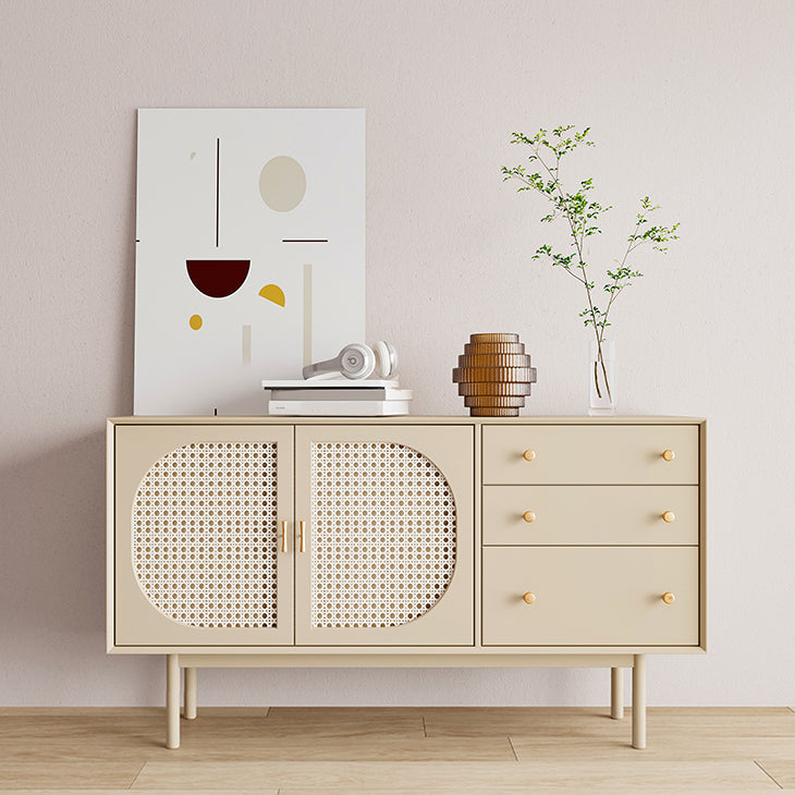 Rattan Living Room Sideboard Cabinet Modern Credenza with Storage and Drawer 47"L x 16"W x 31"H Wicker & Rattan Clearhalo 'buffet_sideboard' 'Buffets & Sideboards' 'furn' 'furn_buffet_sideboard' 'Furniture' 'furniture_buffet_sideboard' 'Kitchen & Dining Furniture' 4965581