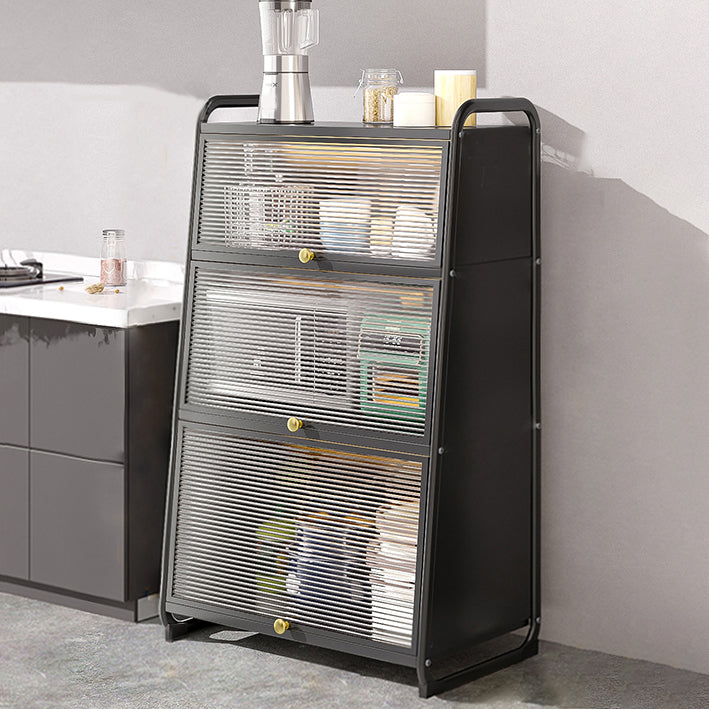 Plastic Door Iron Sideboard Modern Server Cabinet with Storage for Kitchen 28"L x 16"W x 47"H Clearhalo 'buffet_sideboard' 'Buffets & Sideboards' 'furn' 'furn_buffet_sideboard' 'Furniture' 'furniture_buffet_sideboard' 'Kitchen & Dining Furniture' 4965638