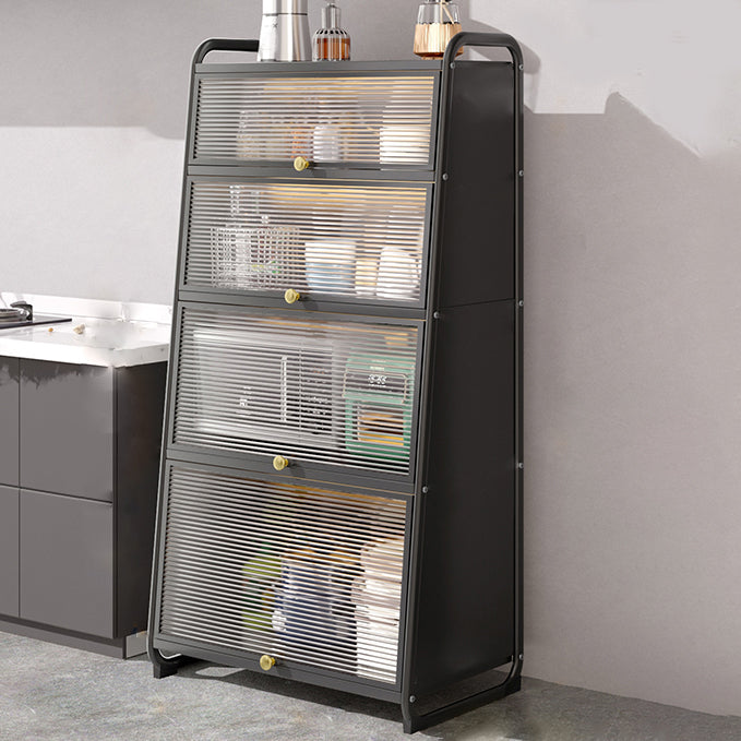 Plastic Door Iron Sideboard Modern Server Cabinet with Storage for Kitchen 28"L x 16"W x 56"H Clearhalo 'buffet_sideboard' 'Buffets & Sideboards' 'furn' 'furn_buffet_sideboard' 'Furniture' 'furniture_buffet_sideboard' 'Kitchen & Dining Furniture' 4965640