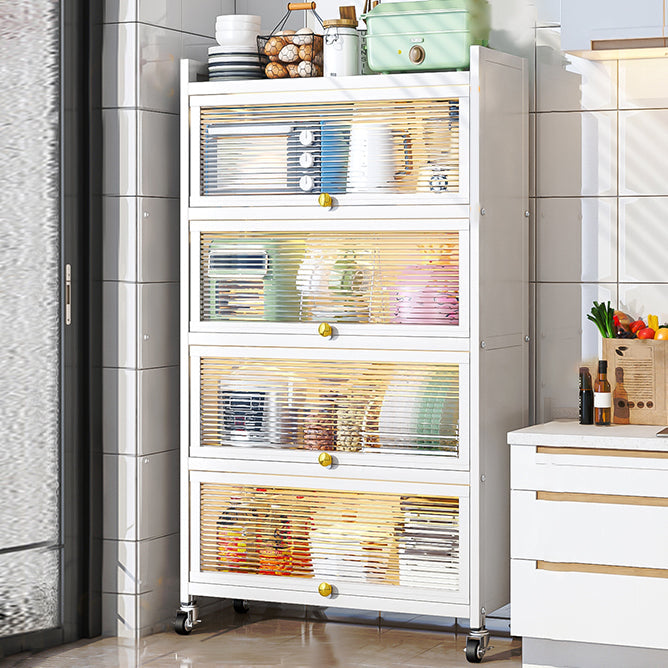 Plastic Door Iron Sideboard Modern Server Cabinet with Storage for Kitchen 32"L x 13"W x 58"H Clearhalo 'buffet_sideboard' 'Buffets & Sideboards' 'furn' 'furn_buffet_sideboard' 'Furniture' 'furniture_buffet_sideboard' 'Kitchen & Dining Furniture' 4965642