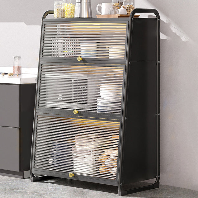 Plastic Door Iron Sideboard Modern Server Cabinet with Storage for Kitchen 31"L x 16"W x 47"H Clearhalo 'buffet_sideboard' 'Buffets & Sideboards' 'furn' 'furn_buffet_sideboard' 'Furniture' 'furniture_buffet_sideboard' 'Kitchen & Dining Furniture' 4965644