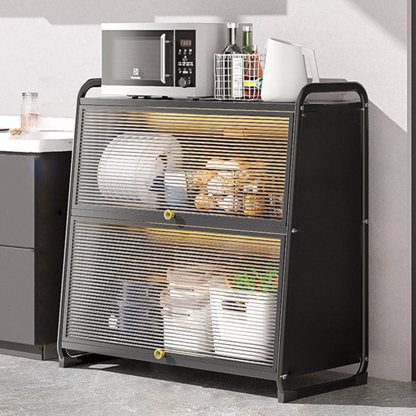 Plastic Door Iron Sideboard Modern Server Cabinet with Storage for Kitchen 35"L x 16"W x 36"H Clearhalo 'buffet_sideboard' 'Buffets & Sideboards' 'furn' 'furn_buffet_sideboard' 'Furniture' 'furniture_buffet_sideboard' 'Kitchen & Dining Furniture' 4965648